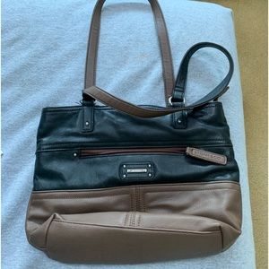 Stone $co purse - brown/black leather handbag used but still in very good shape